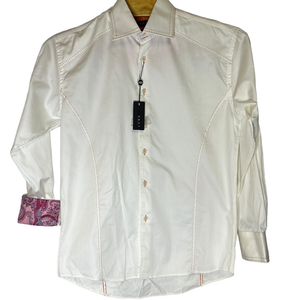 Envy White Long‎ Sleeve with Pink Paisley Cuffs Size 2XL New with Tags